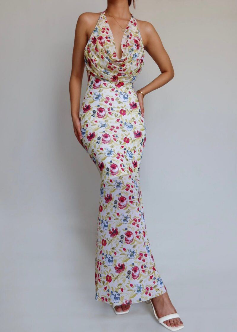 Blossom Cowl Neck Long Dress