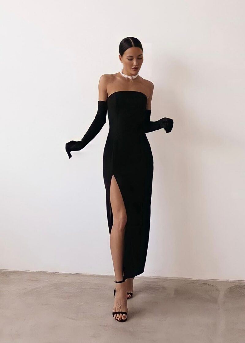 Long Classic Dress & Gloves Set