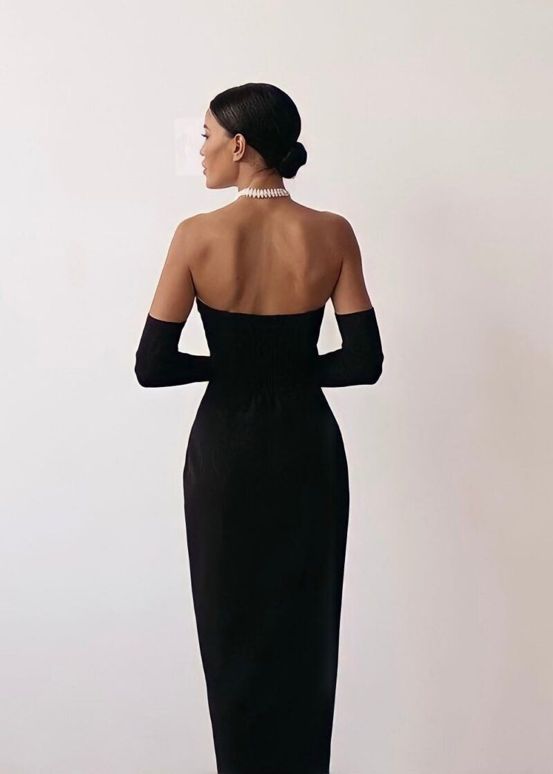 Long Classic Dress & Gloves Set