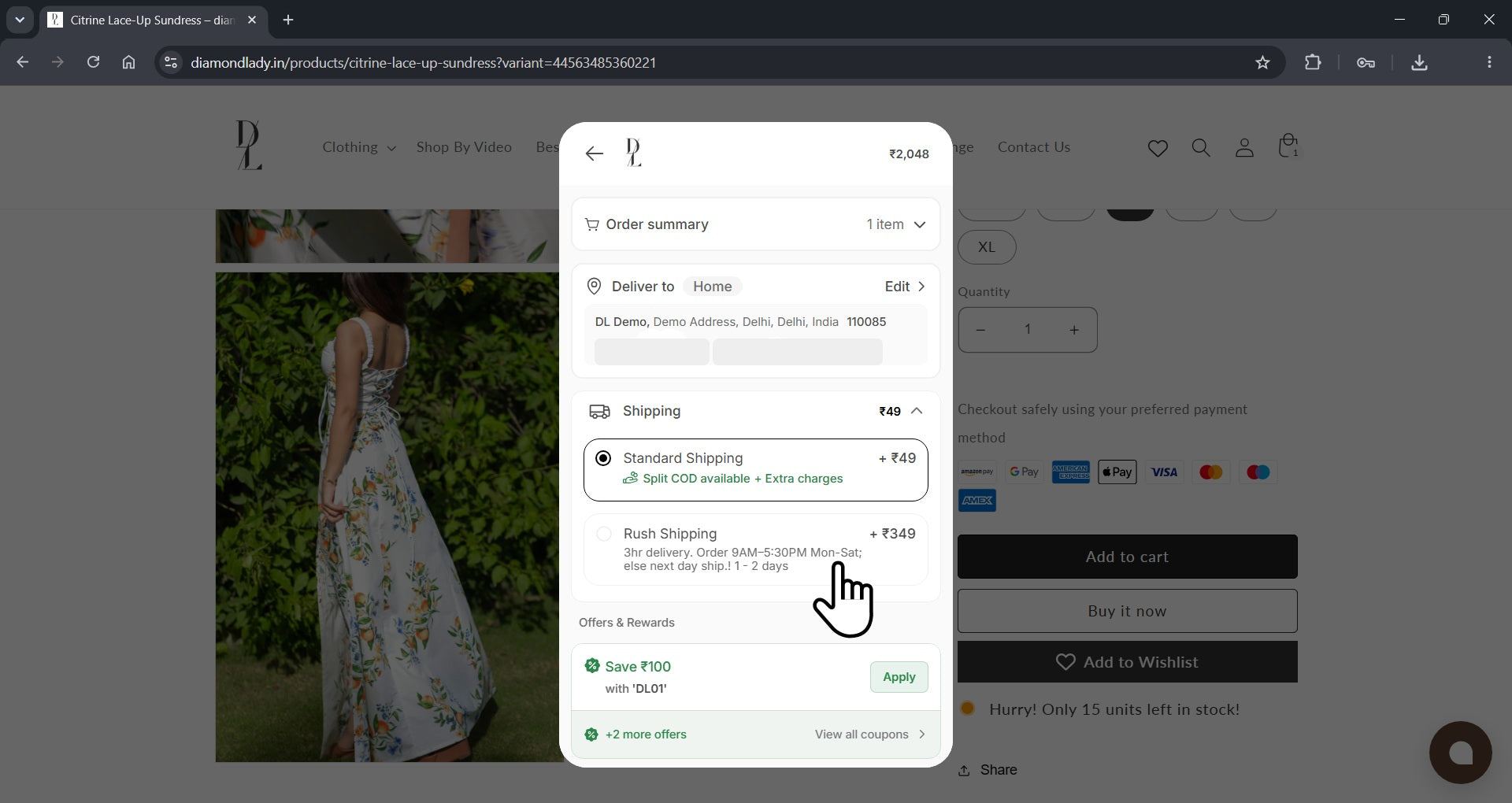 Select a shipping method