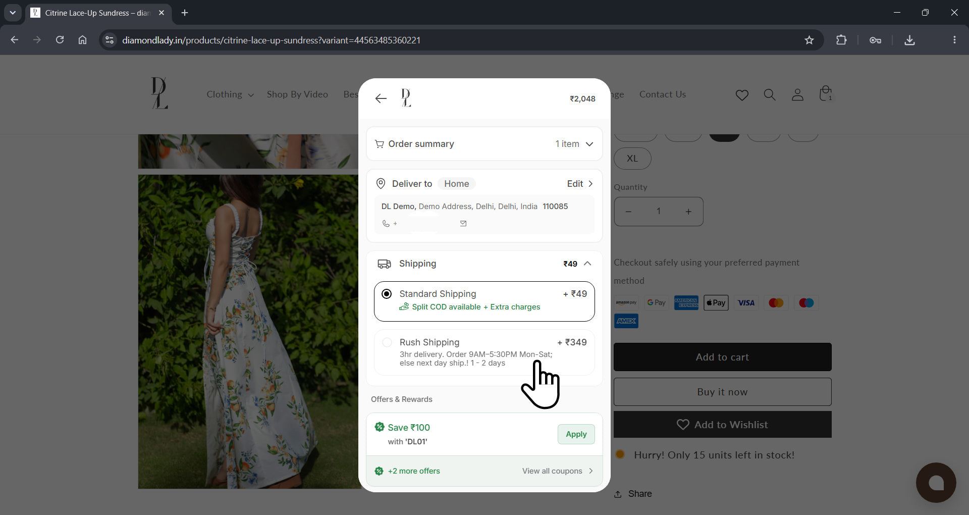 Select a shipping method