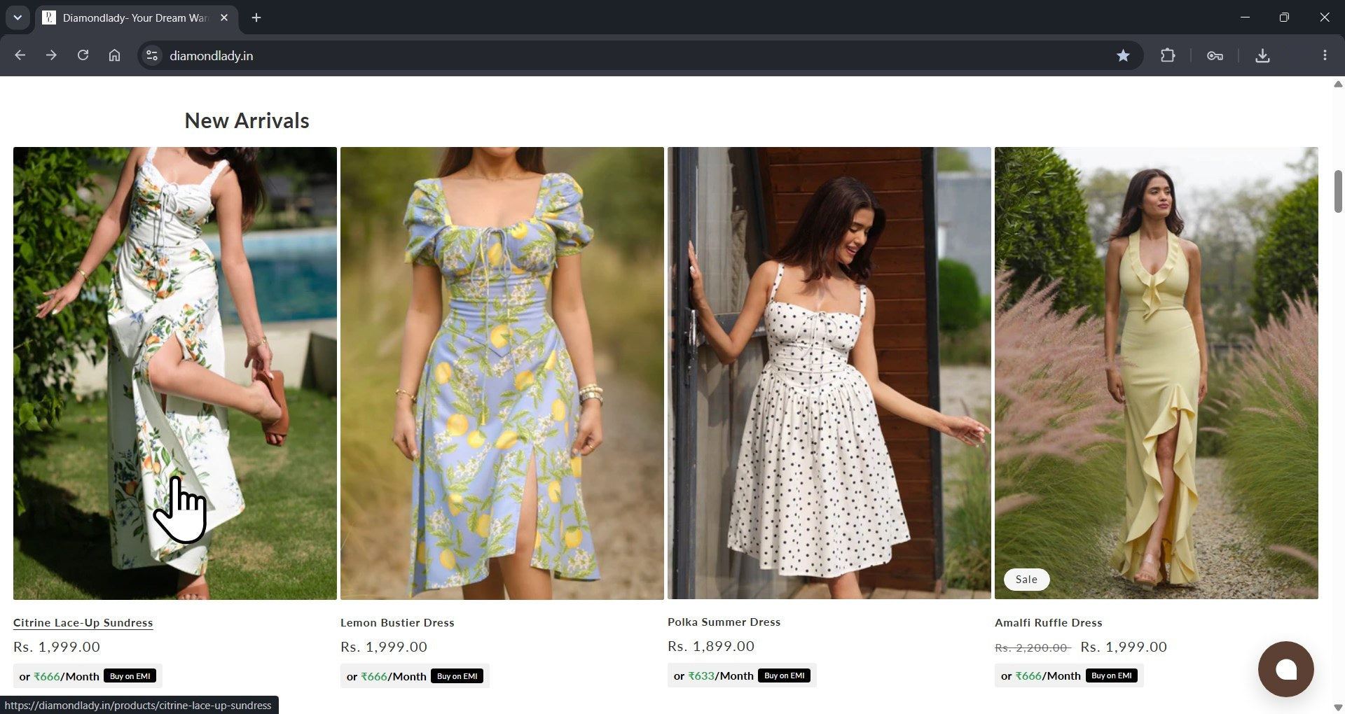 DiamondLady dress selection page