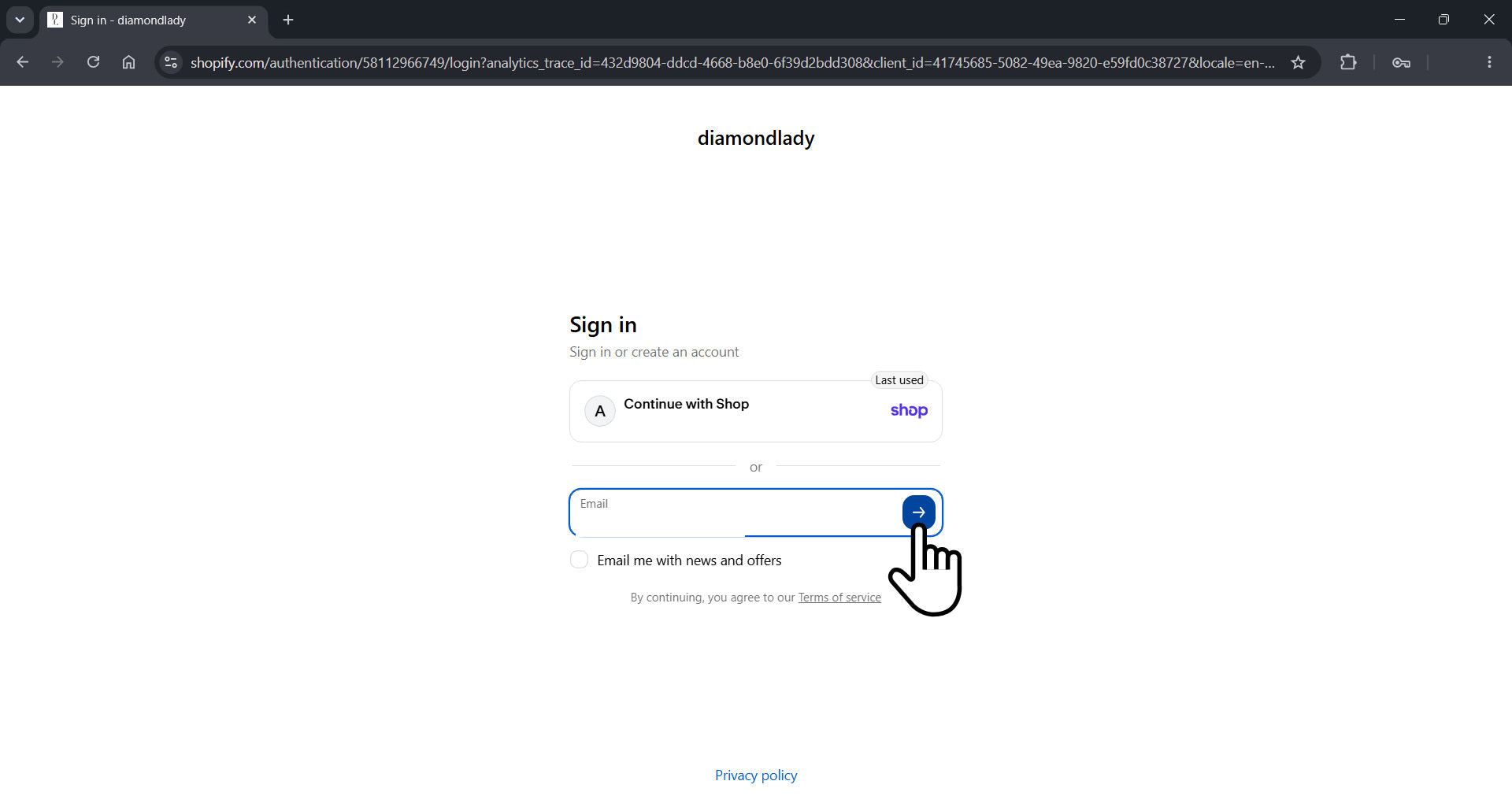 Enter email address and verify with OTP